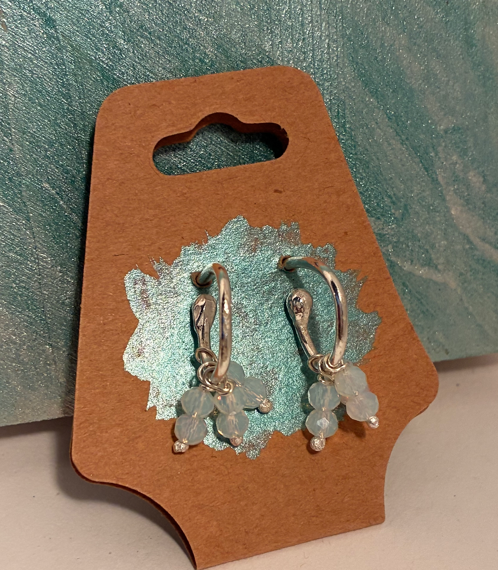 Sterling silver hoop and moonstone bead earrings