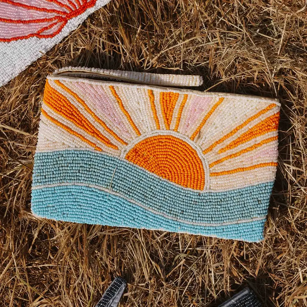 Thumbnail: Large Pineapple Island Beaded Sunrise Pouch