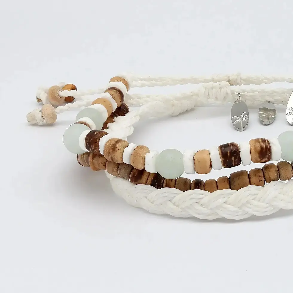 Thumbnail: Deux Alpes Wood Bead & Woven Bracelet Set