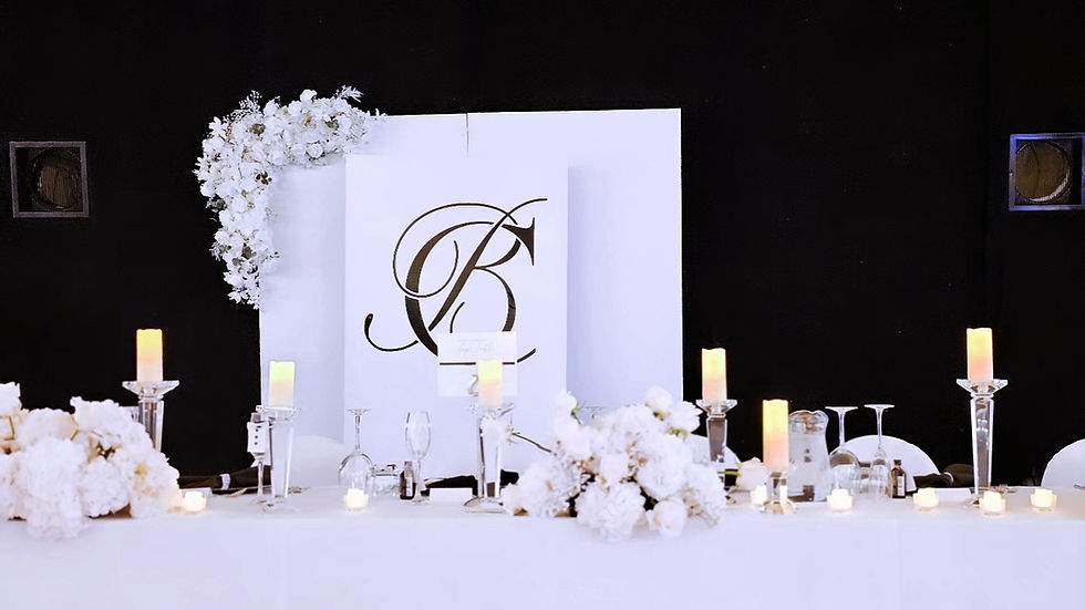 Thumbnail: Double monogram backdrop with flowers and candles 