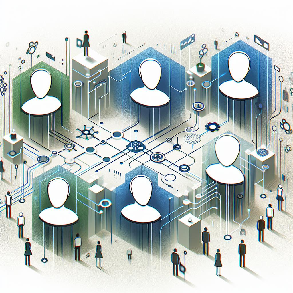 Illustrate an image that presents several AI agents, portrayed as distinctive abstract shapes with a 2D perspective, working collaboratively in a flat, corporate style to solve a complex problem. The AI agents, each representing collaboration and task specialization, are placed against a white, texture-free backdrop. There is a visual representation of data flows, symbolizing the dynamic exchange of information between agents, drawn in blue and green hues to convey a sense of technology and innovation. The overall image should symbolize the autonomy and efficiency achieved through teamwork.