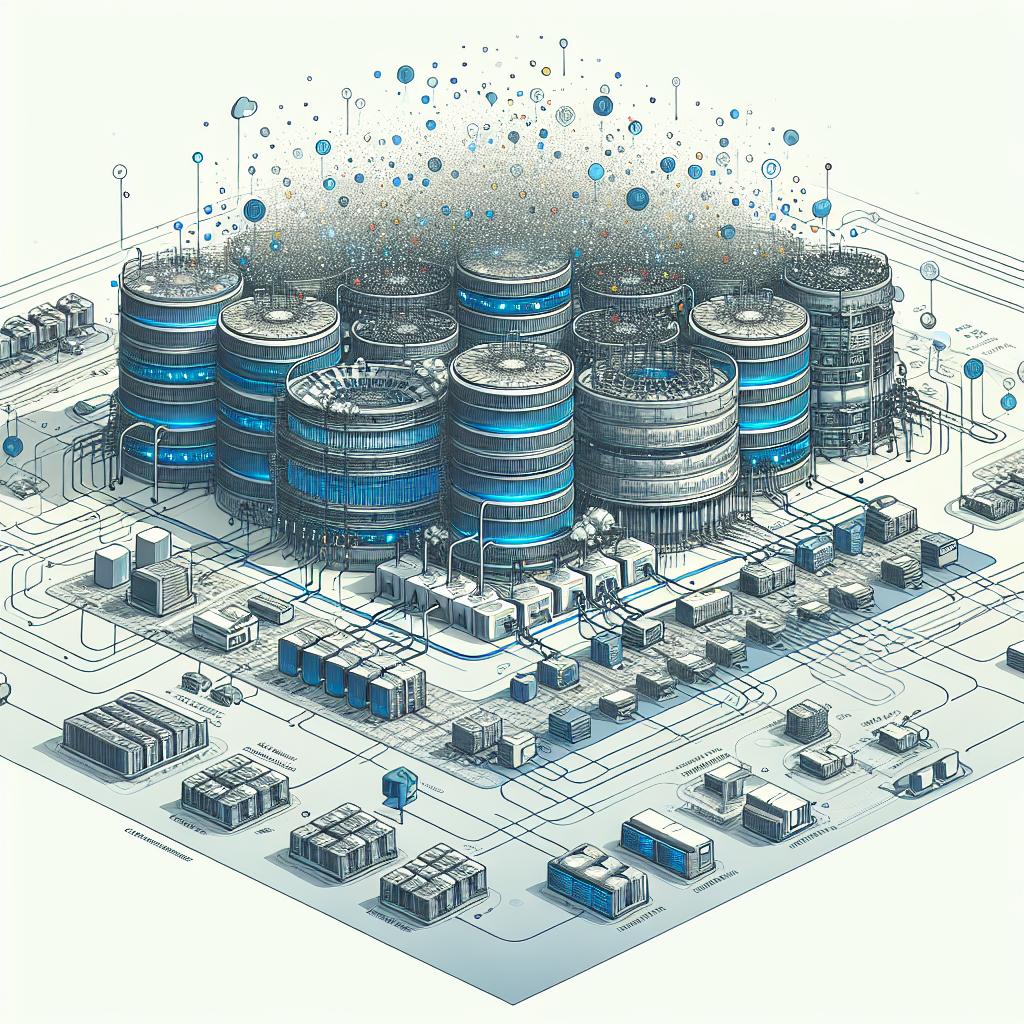 A detailed, elaborate, and comprehensive image in corporate flat design and vector style on a white, textureless background. It should be in a 2D, linear perspective. The main subject is a sophisticated data preprocessing system powered by Google Kubernetes Engine and Ray, conveying the theme of scalable machine learning. It's bustling with multiple tasks that are being executed in parallel, symbolizing the distribution of tasks across multiple machines. The network connections, showing communication between the cluster nodes, and the visual representation of data being processed and transformed are also crucial parts of this visualization.