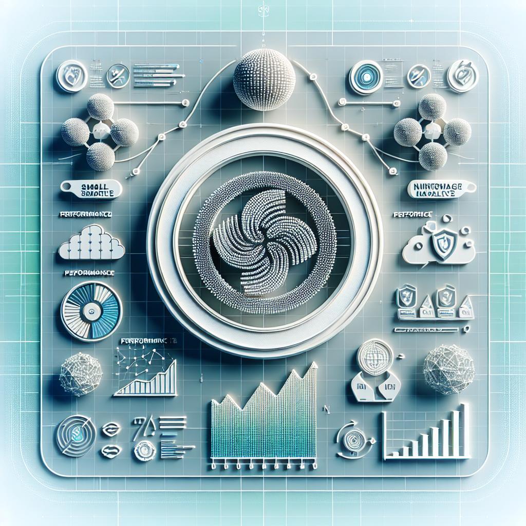 Create a 2D vector-style corporate image featuring a white, texture-less background. In the center of the image, place the logo for 'Mistral Small 3' - a symbol of technological advancement. Surrounding this logo, incorporate performance charts comparing Small and Large AI models, showcasing the efficacy of the models. Use a digital-themed background in tones of blue and green to symbolize innovation and technology. To highlight the benefits of 'Mistral Small 3', include icons representing accessibility and efficiency.