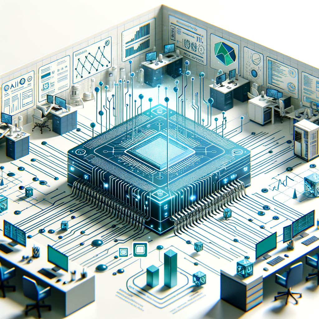 Render a 2D, flat-style, and corporate image representing the new Ai2's Molmo family of AI models. The main features in the image will be circuit designs and data elements symbolizing technological interaction and innovation. The backdrop must depict a modern research environment like a laboratory, filled with performance charts and code icons, signifying the Open Source nature of this project. Ensuring the background is white and texture-less. The additional elements to include are technology-advanced circuits, performance charts representing Molmo's superior results, code icons indicating the project's open-source nature, and a laboratory environment hinting at a research and innovation space. Apply a color palette of blues and greens to evoke a sense of technology and freshness.