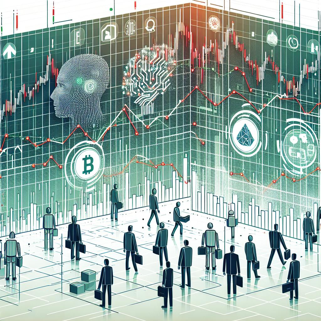 Create a 2D, linear perspective image in a vector, flat, corporate style on a white, textureless background. The image should depict the activity of trading on the Stock Exchange, symbolizing instability and fluctuations in artificial intelligence stocks. Display elements of traders who represent the market's reaction to news. Stock charts indicating sector volatility could also be clearly visible. Please include generic logos for major AI companies (avoid real company names or logos), symbolizing the main companies affected. Use red and green colors to reflect the fall and rise of stocks.