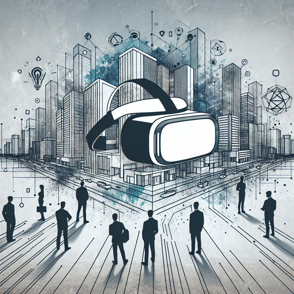 Picture a flat, corporate, and vector-style representation of an innovative technology set to revolutionize digital content interaction. It's a mixed reality headset, not affiliated with any brand, standing in a modern, interconnected environment. Imagine it cast in a 2D, linear perspective against a white, textureless background. This urban scenario serves to showcase how technology integrates into everyday life. Users of various descents and genders interact with this technology, their expressions marveling at the immersive experience it delivers. Finally, digital elements projected into the surroundings encapsulate the essence of mixed reality.