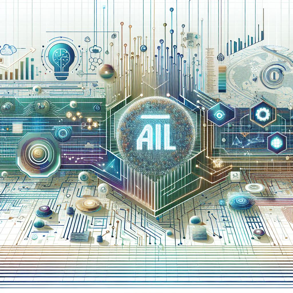 Create a 2D, linear perspective vector-style image on a flat and textureless white background. The image is corporate in tone, featuring elements that represent artificial intelligence innovation and digital infrastructure. Include vibrant graphics that show the projected growth of a fictional artificial intelligence infrastructure company's revenue and market share, anticipated to be between $500 million and $1 billion in 2025. The graphics should be complemented by technology icons symbolizing AI. Also, incorporate a technological background to represent the digital environment and innovation. The color palette of the image should mainly consist of hues of blue and green, symbolizing technology and growth.