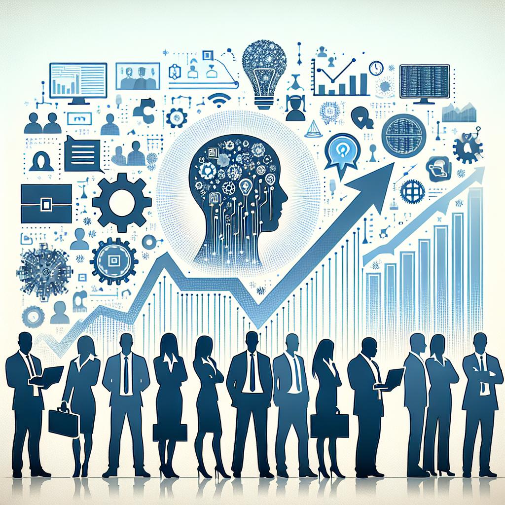 Imagine a 2D, flat, corporate-style vector image that captures the revolutionary impact of a groundbreaking library called DSPy, launched by researchers at the Stanford lab in October 2023. This image denotes the transformation brought about by DSPy in the technology environments of companies. The backdrop of the image is plain white, with an overlay of light blue symbolizing technological innovation. There are icons representing artificial intelligence and its impacts, and rising graphs showcasing growth and efficiency. Silhouettes illustrate a diverse team of professionals, including a Middle-Eastern male coder, a Caucasian female data scientist, a Black male project manager, and a Hispanic female analyst, all implementing and working with these technologies.