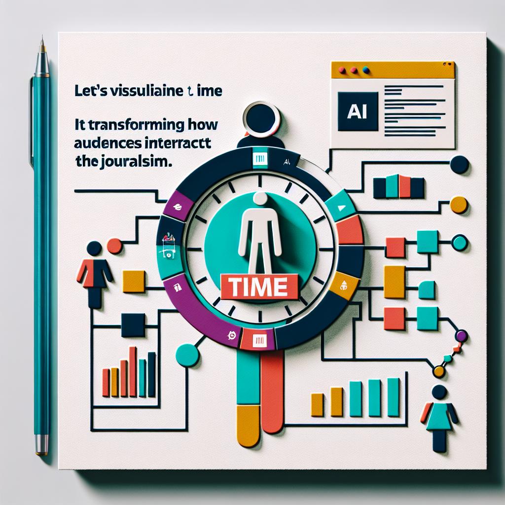 Let's visualize an innovative AI platform called TIME AI. It's transforming how audiences interact with journalism. The image is to illustrate a flat 2D corporate-style graphic interaction between a user and the AI agent of TIME on a white, untextured background. The AI agent symbolizes the artificial intelligence technology that aids the interaction. The User symbol should embody an active public engaged with the news. The graphic should highlight an advanced, modern interface indicating progress in media. Make use of vibrant colors to attract attention and reflect the modernity of the proposal. Additionally, include data elements to suggest instant and accessible information.