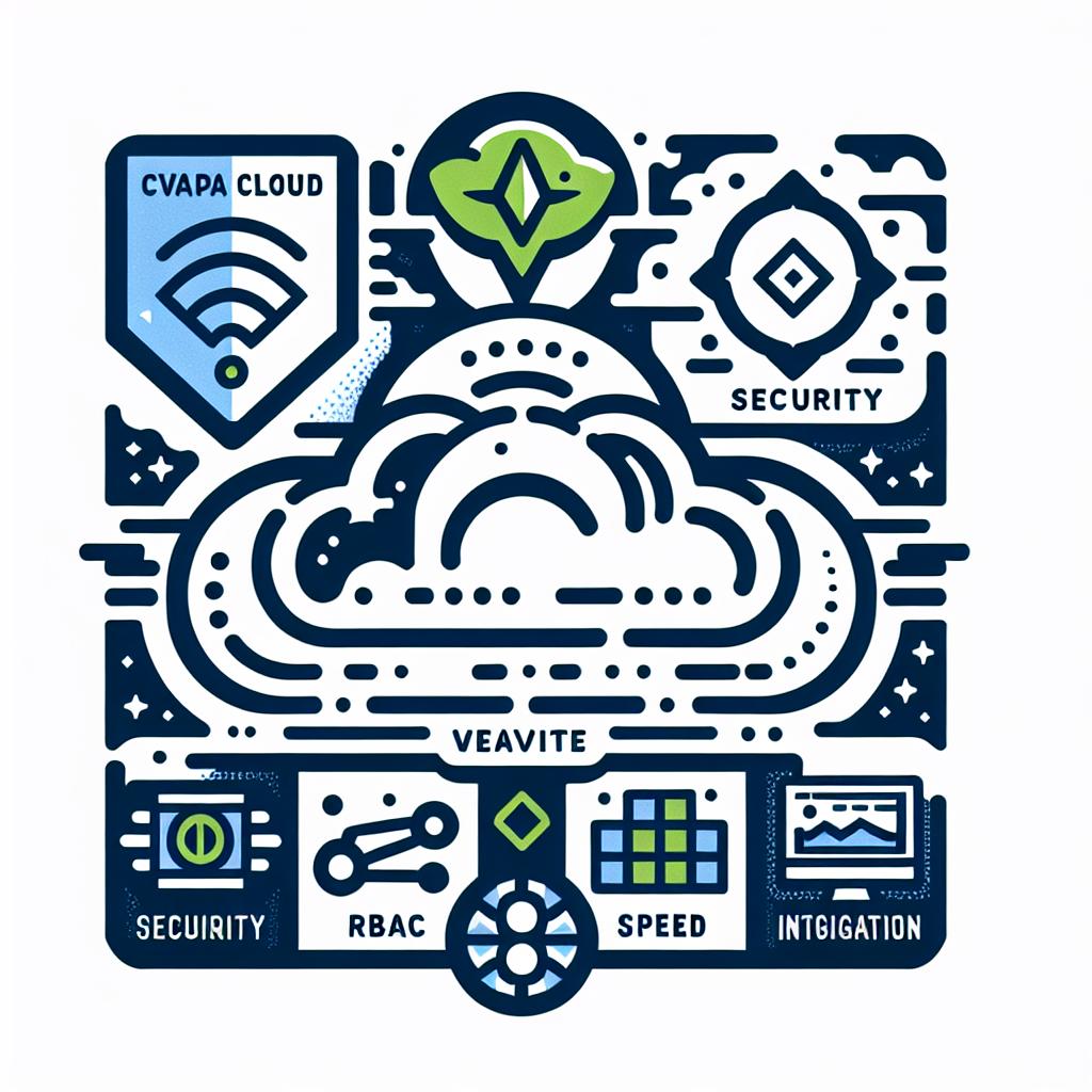 Create an image in a 2D, linear, vectorial, flat, and corporate style. The illustration should highlight the new features of Weaviate's version 1.29. It should be set against a white, textureless background. Include the following elements: a cloud icon representing Weaviate Cloud, a security icon symbolizing RBAC and data security, a speed icon portraying optimized search, and an integration icon symbolizing collaboration with NVIDIA and Azure.