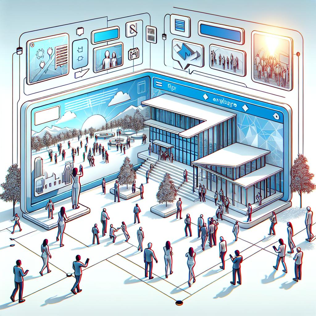 Illustrate a scene representing a new technology that allows the conversion of a single photograph into 3D interactive scenarios. Place this on a pure and textureless white background. The image should be 2D with a linear perspective. The scenarios should be depicted in a vibrant, vectorial and flat corporate style, capturing the cutting-edge nature of this technology. Add in various elements that showcase the dynamic and interactive nature of these scenarios. Include figures symbolizing users of various descents and genders, showing them interacting with this technology and exploring the images real-time. These interactive elements can be modified anytime, demonstrating the AI's ability to adapt and evolve.