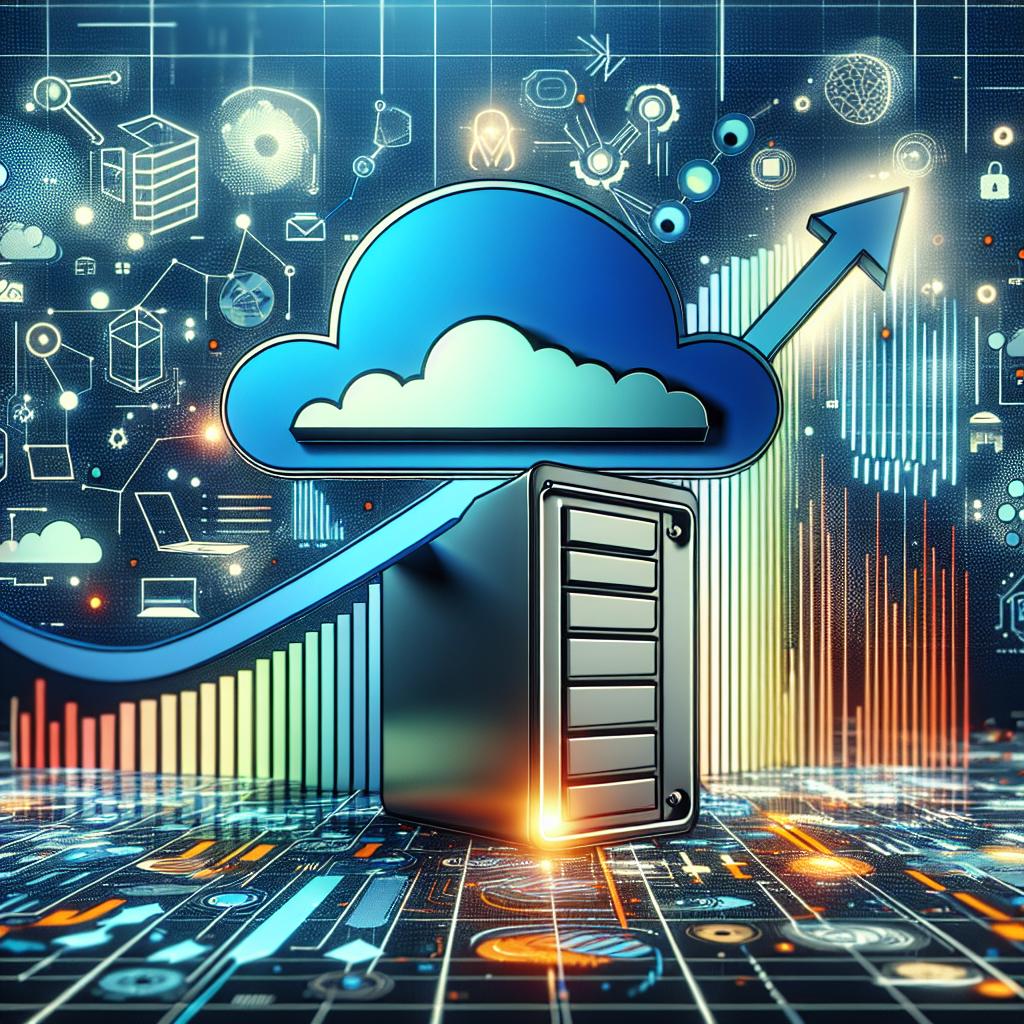 2D vector-style illustration in a corporate context on a vividly colored, untextured white background. It represents the growth and innovation of Seagate in data storage technology. Within the image, there is an upward trending line graph showcasing the rise of Seagate's stocks. Alongside this, an icon of a cloud representing the growing demand for cloud storage solutions. A symbolism of artificial intelligence is also prominently displayed to highlight its relevance in the sector. The image overall utilizes vibrant, attention-grabbing colors symbolizing growth and innovation.