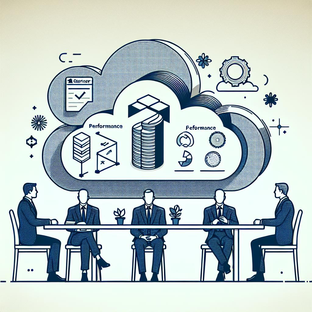 Illustrate a vector-style, flat, and corporate image on a white untextured background. Feature a symbolic representation of the firm Databricks' logo to signify its brand. Include performance-related graphics to indicate innovation and achievement. Employ the color scheme of Gartner’s logo to indicate collaboration and trust. The overall scene should be light, clean, and professional, suggesting its highly straightforward approach. This is a 2D linear perspective image that represents Databricks being recognized as a Leader by Gartner's Magic Quadrant for 2024 Cloud Database Management Systems, highlighting their platform's innovation and significant advances in completeness of vision and ability to execute.
