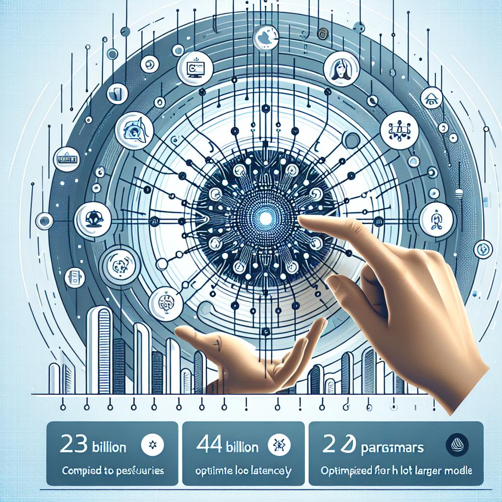 Create a 2D, linear perspective image with a white and texture-free background in a vector, flat, corporate style. The focus of the image is on the illustration representing the action using the newly launched Mistral Small 3, an AI model with 24 billion parameters, optimized for low latency. Highlight its applications in various sectors like healthcare, finance, and customer service using distinct icons. Integrate performance charts to illustrate the model's efficiency and compete with larger models, symbolising technological advancement and innovation. Use modernist colors such as blue and green for a technologically advanced and innovative feel.