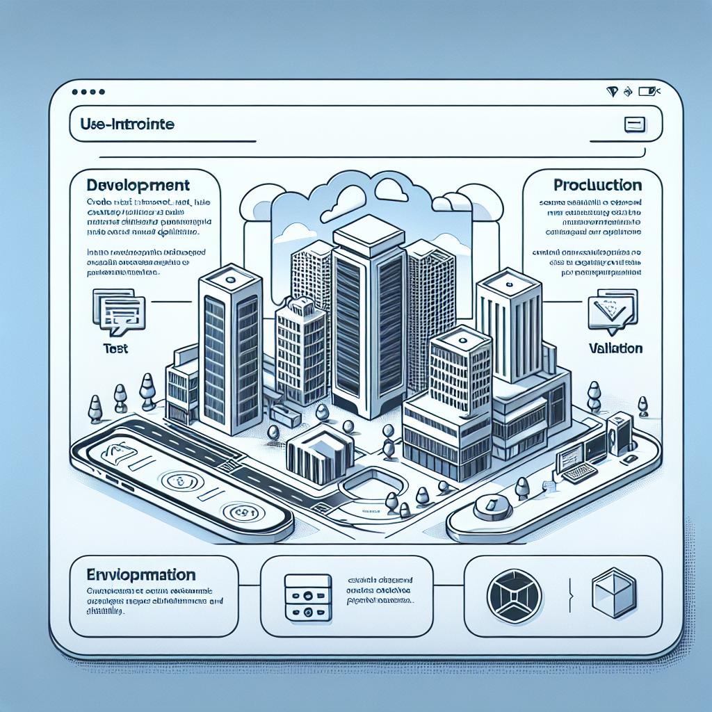 Create a 2D, linear perspective, vector-style image with a white, textureless background, reflecting a corporate atmosphere. The focal point of the image is the user interface of a hypothetical platform named 'Baseten.' The interface highlights some just-introduced functionalities associated with custom environments for machine learning model deployment. Show a clear distinction between development and production environments, implying flexibility. Lastly, integrate test and validation icons in the image, symbolizing efficiency and safety within these new environments.