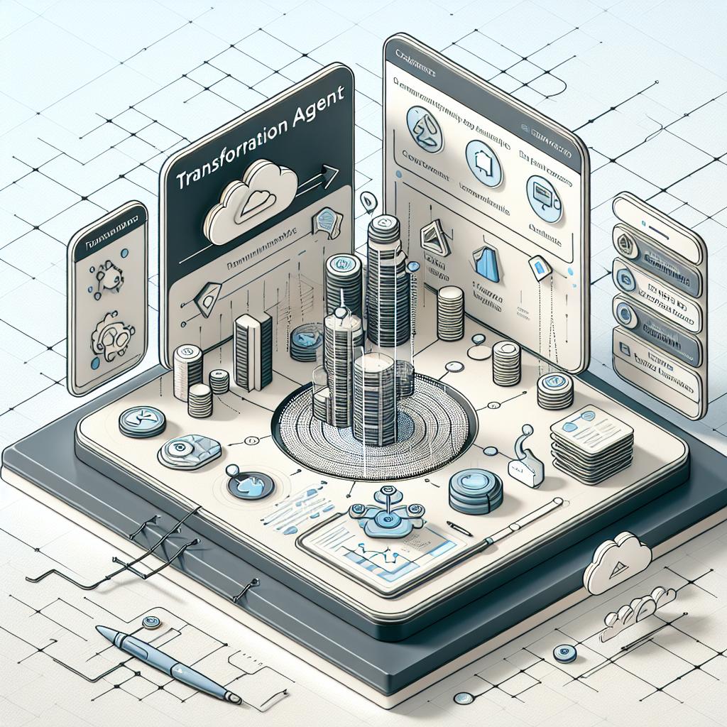 Create a 2D, linear perspective image in a corporate, flat, vectorial style on a textureless white background. The image depicts the interactivity of Transformation Agent, a new tool introduced by Weaviate for its Serverless Cloud users to simplify data management through natural language instructions. Illustrate a user-friendly control panel where users interact with the agent, symbolizing user-friendly operations management. Also, include data base elements in the background to represent the product's essence. Alongside these elements, add natural language icons to emphasize easy use with simple language instructions.