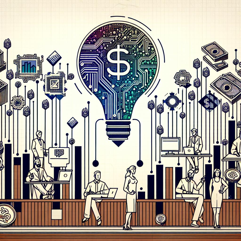 Depict a 2D, linear perspective illustration in the style of corporate and flat vector art. The image is set against a white, textureless background. In the scene, technology giants are acquiring content from various creators. Depict these creators as diverse figures of different descents and genders, reflecting on the implications of this practice. The background should include elements symbolic of technology like electronic circuits and digitalized patterns. Also, add money icons to illustrate the financial aspect of the content purchases.