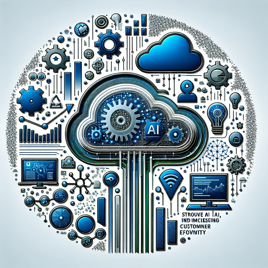 Generate a 2D, vectorized, and corporate-style image on a texture-free white background. This image should portray the continual innovation of a technology company's genetical AI services that were announced on 5th December 2024. The service's improvements include new AI models, improved tools, and features focused on increasing inference efficiency, mirroring a strong customer base growth. Include elements like blue and green colors, representing technology and innovation respectively. Also incorporate AI and cloud symbols, symbolic of the company's services. To represent their expanding customer base, add growth graphs to the image.