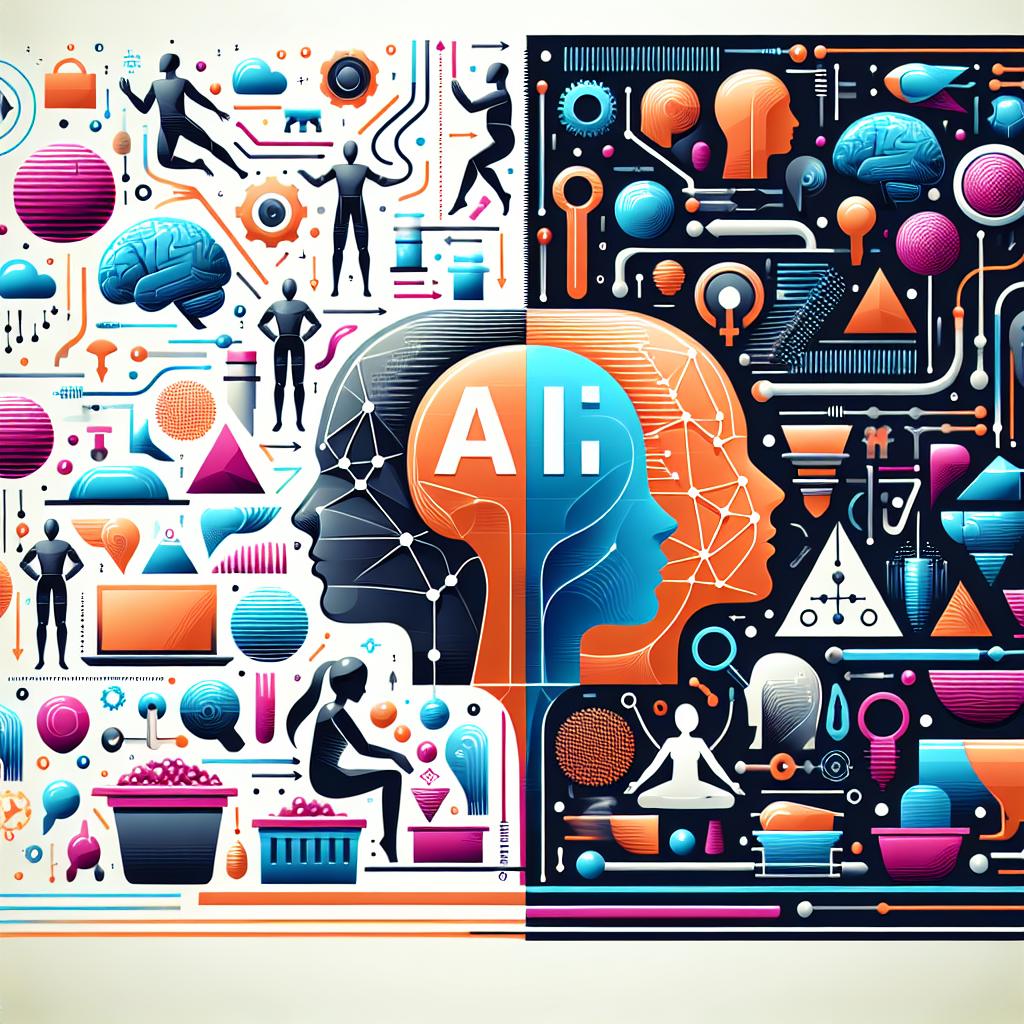 Visualize a creative interpretation that demonstrates the duality between plastics and artificial intelligence, showcasing their applications in both design and technology in a 2D, linear, vector style. Set the scene on a flat, non-textured white background. Include various elements which symbolize the integration between physical and digital materials, such as plastic pieces intertwined with electronic circuits. Introduce icons representative of AI tools to depict new possibilities and adaptability. Utilize vibrant and metallic colors to evoke a sense of modernity and efficiency. Depict silhouettes of different people of varying descents and genders engaging with technology, emphasizing the human aspect in the use of AI. Lastly, include texts in a futuristic font style to reinforce the theme of continual innovation.