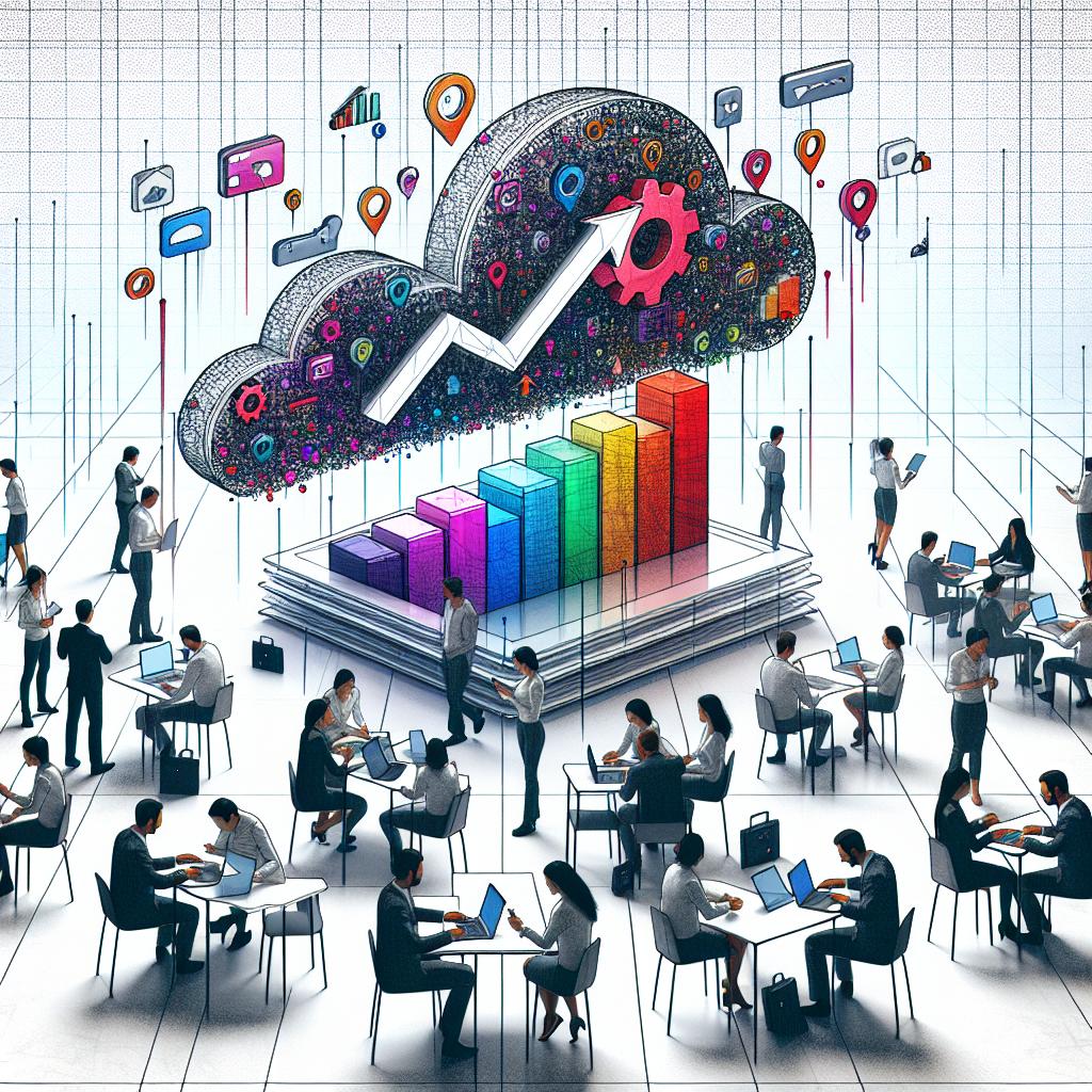 Visualize a platform called 'DeepSeek' in a 2D, vector, corporate-style portrayal against a white, textureless background. The scene occurs in a modern office environment filled with diversity, represented by young entrepreneurs of varying genders and descents. They are absorbed in collaboration, and their workspace pulsates with innovation, shown with cutting-edge technology such as computers and mobile devices. Sprouting around them, growth charts signify success and are rendered in vibrant colors that embody the energy and dynamism of the new technological era.