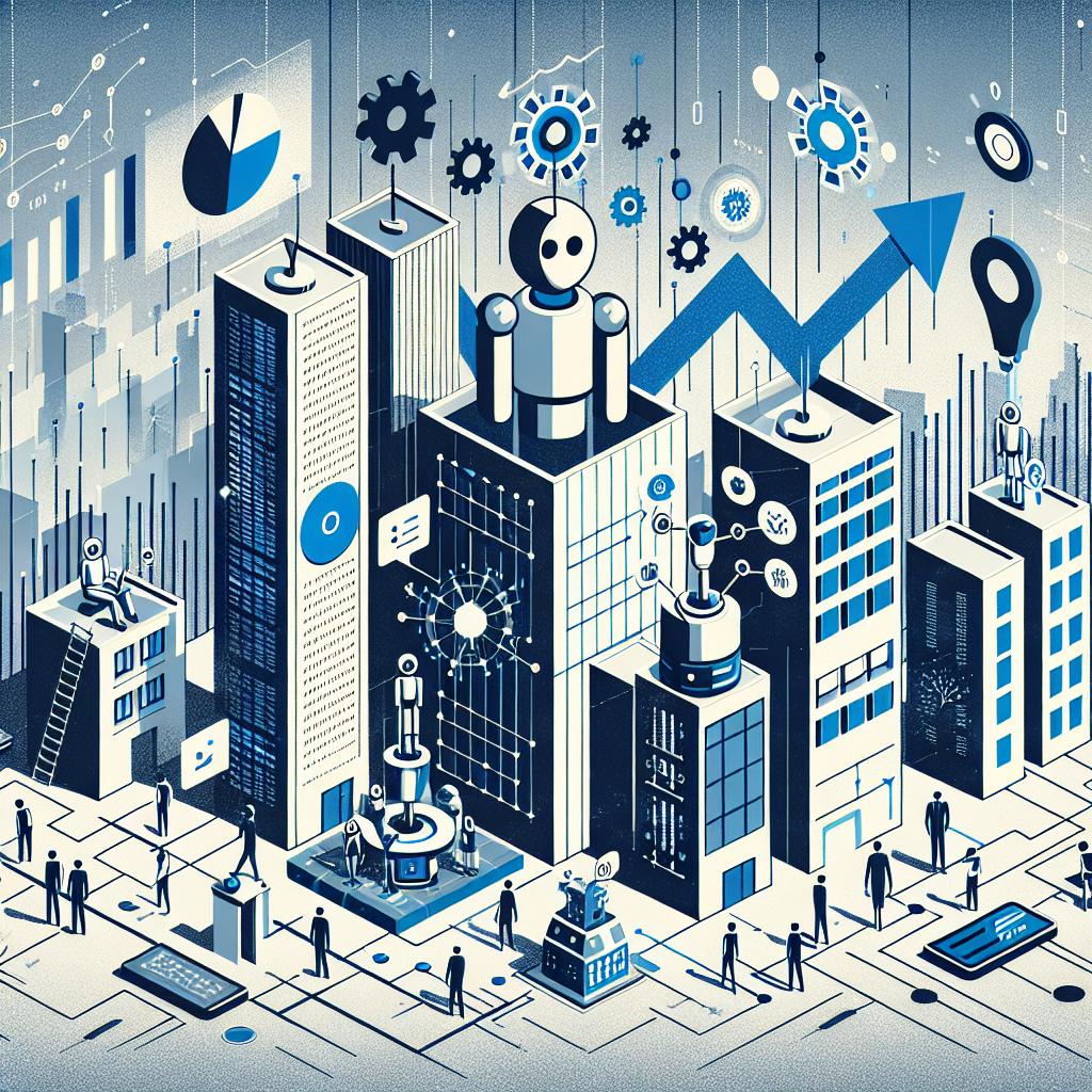 Illustrate a 2D, flat, corporate-style image showing the startup CrewAI, established just a year ago, unveiling its new platform, CrewAI Enterprise. This platform enables the creation and deployment of multiple artificial intelligence agents within companies, set against a backdrop of rapidly growing demand for effective automation. Depict the CrewAI development team working to create a user-friendly interface that facilitates the integration of AI agents into various corporate applications. Use a texture-less white background. Include additional elements such as a symbolic representation of the CrewAI logo, growth charts depicting the increasing adoption of AI agents, representations of humans interacting with technology, and a corporate environment to highlight the context of AI agents' application.