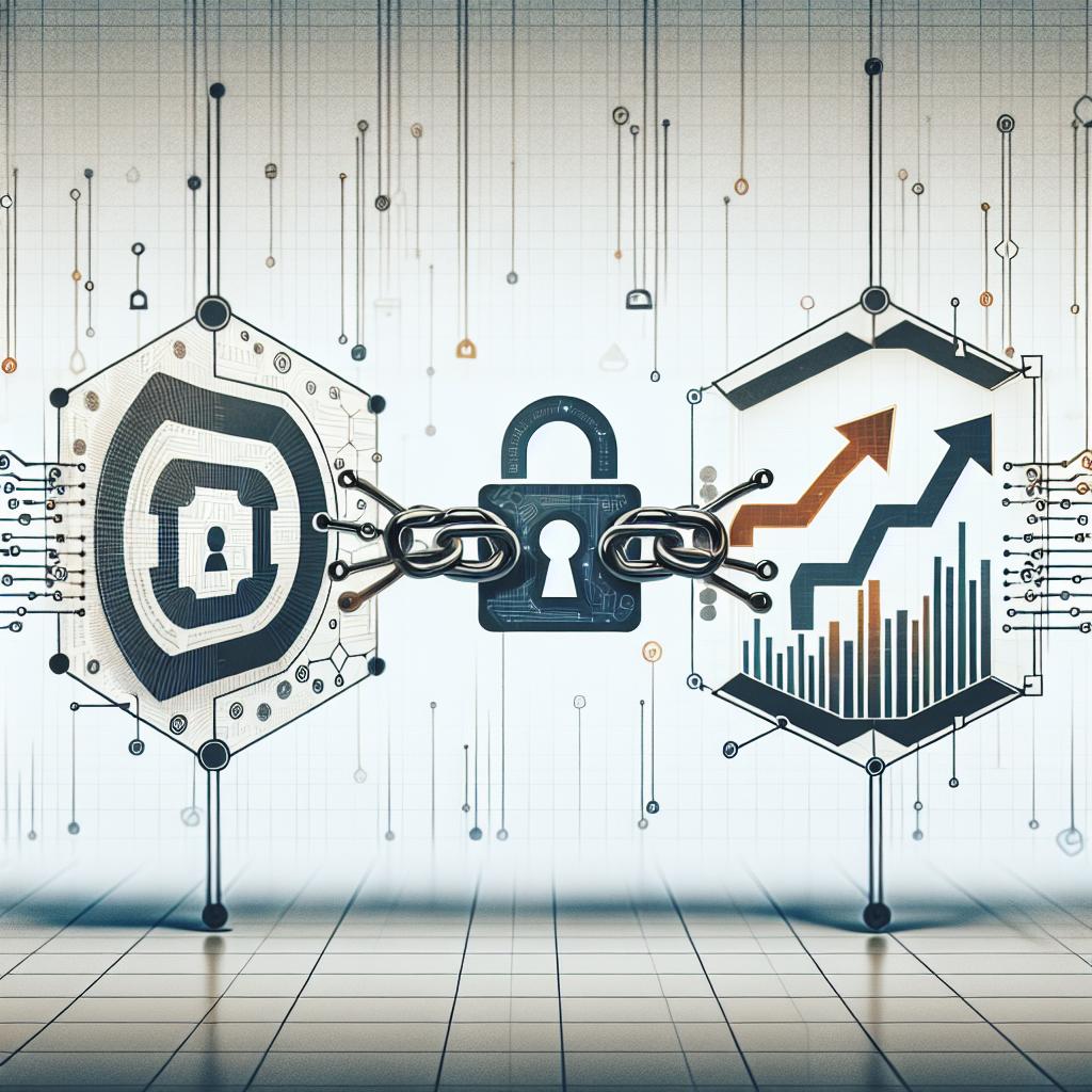 Create a 2D, linear perspective, corporate-style, and vectorial image on a white, textureless background. The key elements of the design should be logos symbolizing two generic tech companies to highlight a partnership. These logos are interlinked, signifying the integration of data systems and artificial intelligence. The interconnection should appear secure with the inclusion of padlocks, symbolizing data security. Also, display rising growth charts, representing the efficacy of the AI integration. The visual narrative should encapsulate security and innovation in data analysis.