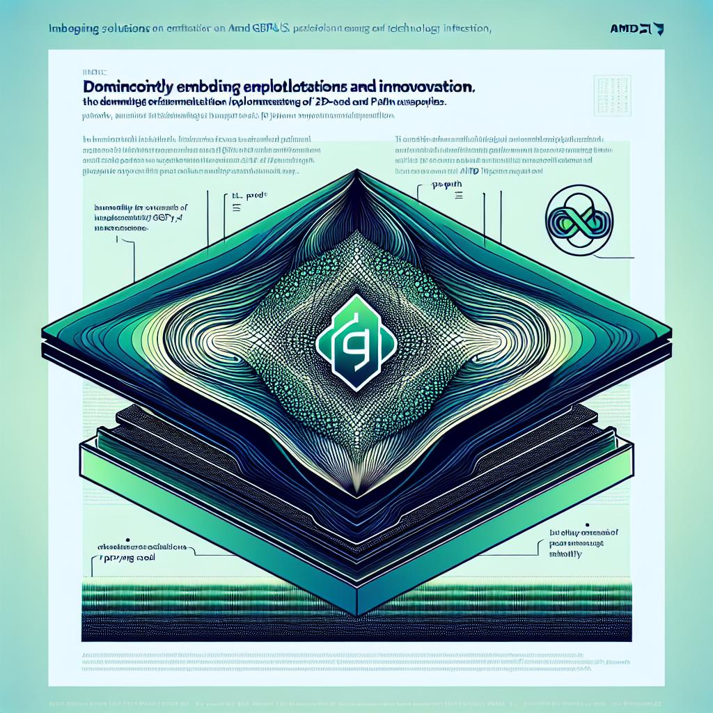 Illustrate a corporate, flat, vectorial image in 2D linear perspective, against a white, textureless background. Centered is a technical graph highlighting the ROCm architecture in AMD GPUs, an integral part of technology integration and innovation. The image is dominated by shades of blue and green. Echoing the dominantly Python-based implementation instructions, the background is subtly imbued with source code in Python. The emblem of the Infinity tool should explicitly be inserted for tool identity reinforcement. This visualizes an elaborate explanation by Michael Feil in an article on embedding solutions on AMD platforms.