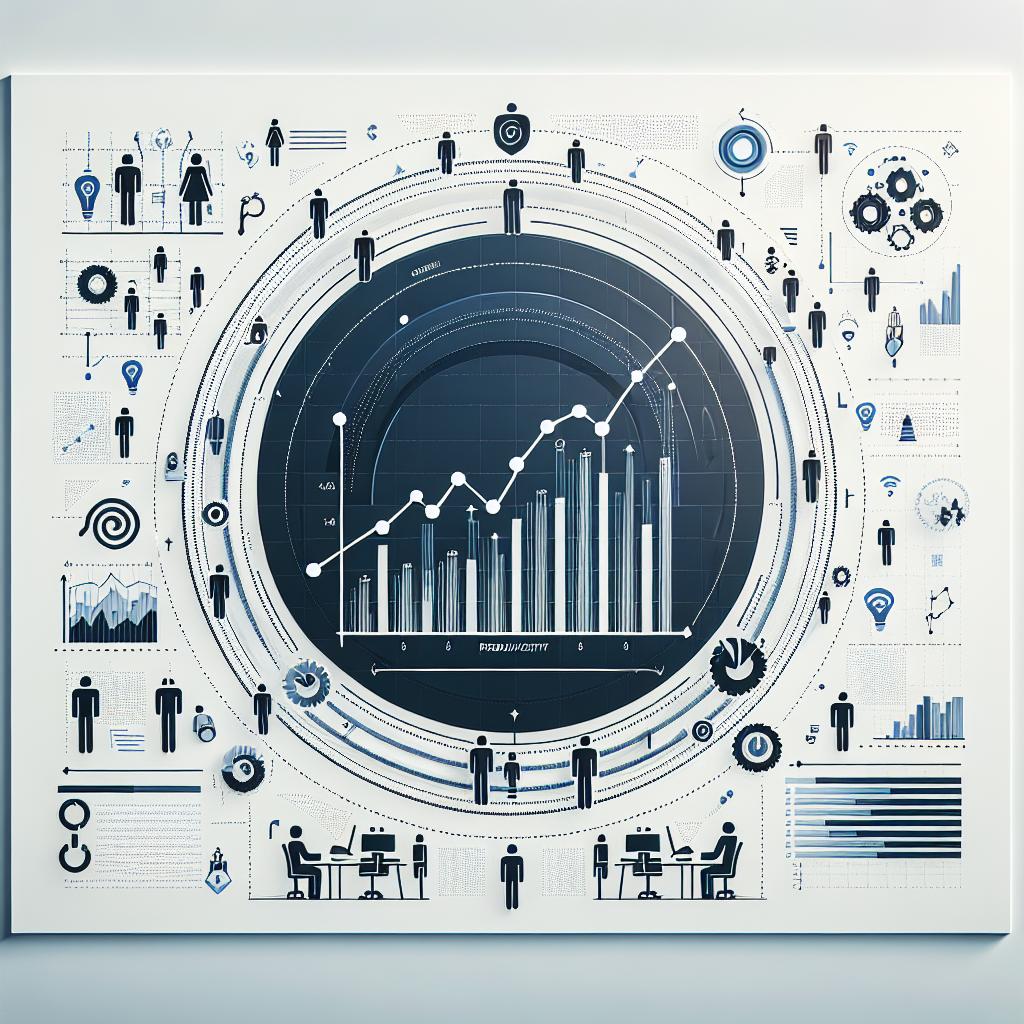 Imagine a clean, flat, corporate-style, 2D vector image on a white, textureless background. In this image, a graph takes center-stage, showing the rise in adoption rates of generative AI over time, clearly indicating how it's being embraced by creative professionals. Job profiles are represented indirectly with small icons of people at workstations, symbolizing the integration of AI into the daily work environment. Efficient productivity is emphasised through compelling iconography, signifying improvement in efficiency with the help of AI.