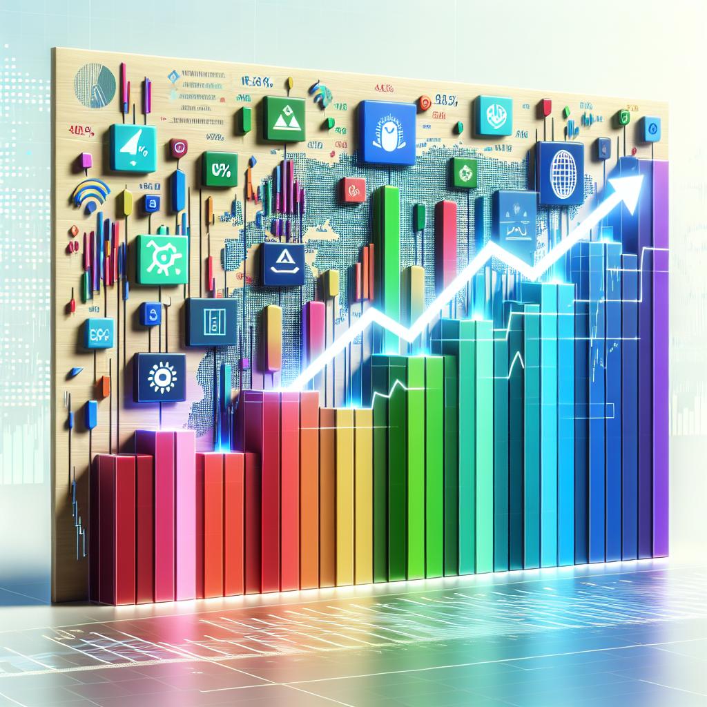 Imagine a 2D image, with a flat and corporate design style. The image is set on a solid white background without any textures. Pictured is a vibrant colored bar graph showing the percentage increase in the stock value of various artificial intelligence companies, following news from an AI startup. Each bar should represent a different company, possibly identifiable through their company logos for visibility. Also include arrows indicating a rise in value to emphasize the surge in stocks. To add authenticity, include some market data as part of the image. Remember, use lively colors to engage the viewer and highlight growth.