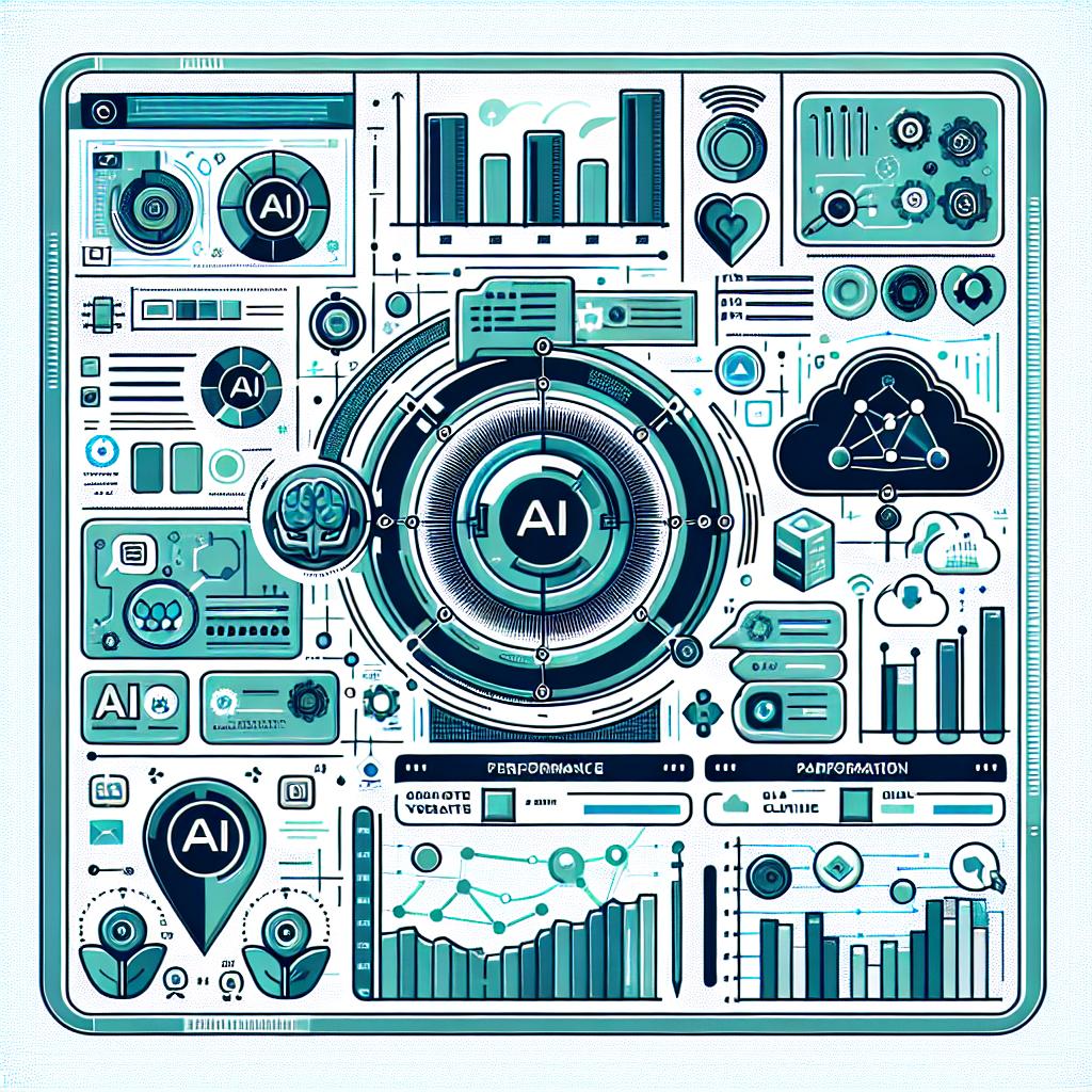 Design a vector-style flat corporate image in a 2D linear perspective. The image should depict a data analysis screen from the future year 2025 showcasing AI performance charts and metrics, indicating the complexity and potential of an AI evaluation tool. The backdrop should be untextured white. Key features include a screen representing the AI interface, performance charts illustrating the evaluation metrics, and AI icons to emphasize the analysis focus. The colors of the illustration are predominantly tech-inspired shades of blue and green, symbolizing technology and innovation. Additionally, include a generic cloud-related logo to add visual credibility to the service being represented. Please remember not to use any real or copyrighted logos.