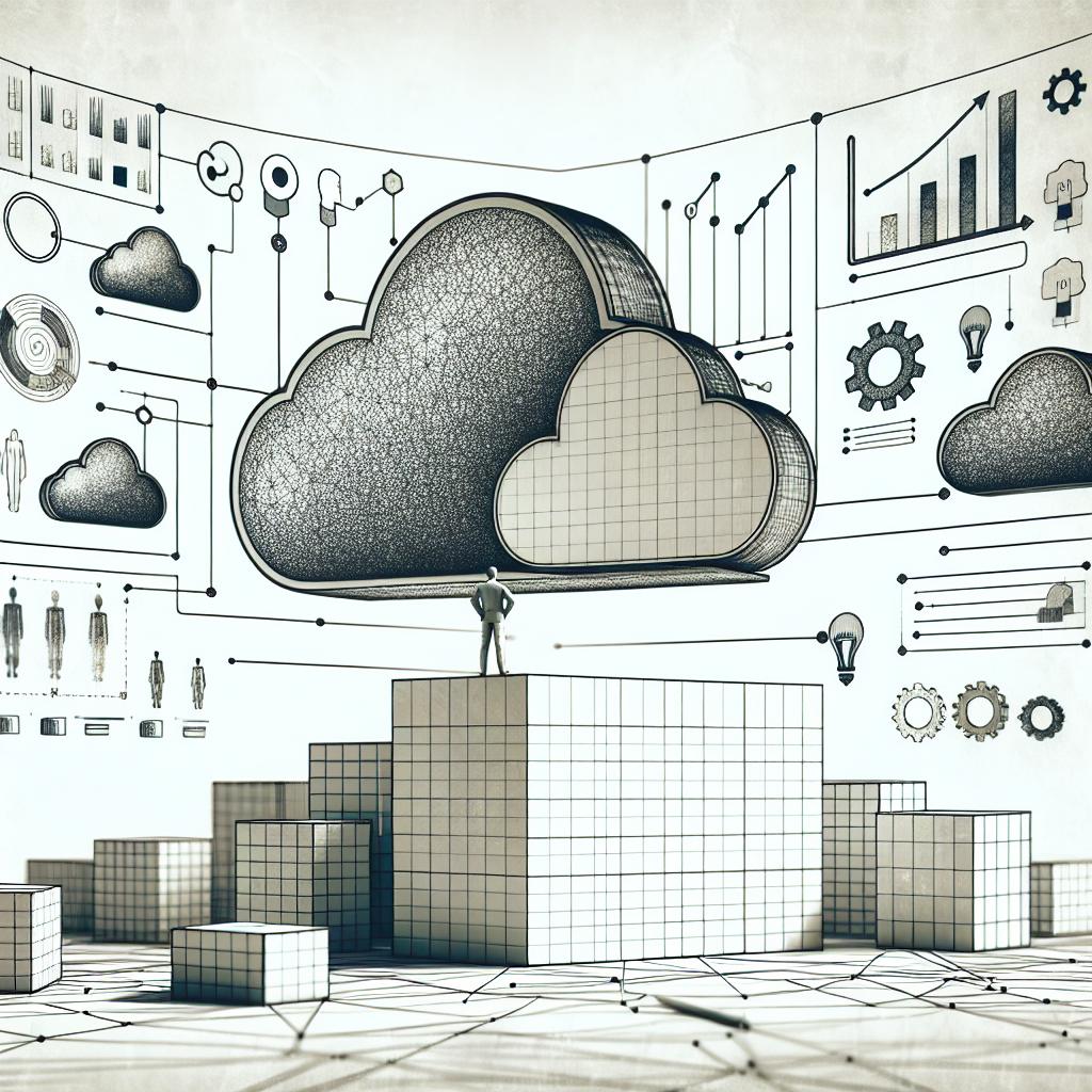 Generate a 2D, flat image in a corporate style. This should be drawn from a linear perspective against a white, textureless background. The scene portrays a collaboration between two abstract entities, and showcases elements like data charts, clouds, and analysis processes, loom large to signify innovation and technological integration. Incorporate symbolic elements such as clouds, symbolizing the ability to store and manage data in cloud environments, and charts representing data analysis and insights obtained through this partnership. Finally, include unbranded logos to reinforce the visual identity of the collaboration and use neutral and cool colors to impart a sense of modernity and technology.
