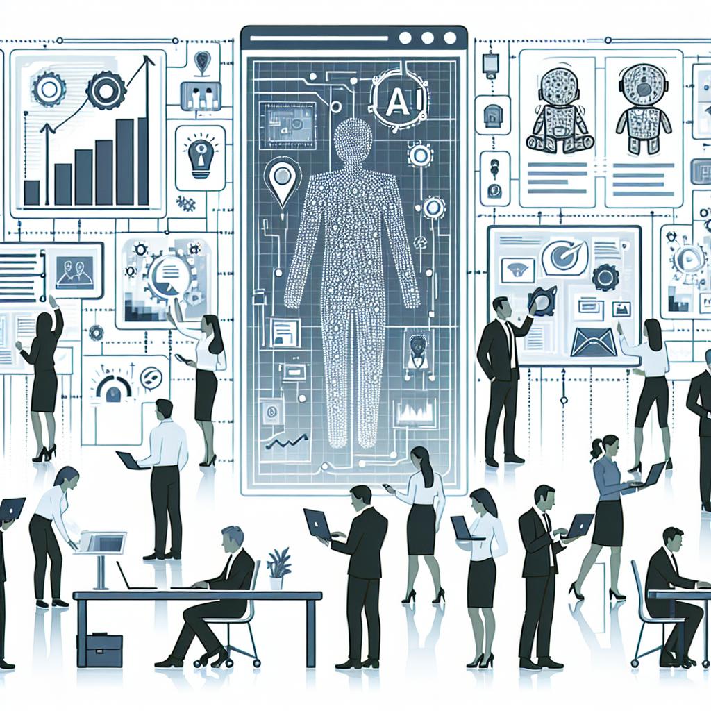 Create an illustrated, corporate, flat-style 2D image with a white, textureless background. Picture a modern office setting, showcasing continuous innovation in the corporate sector. Involved are professionals of various descents and genders, actively interacting with digital panels that display AI data, symbolizing the use of the new 'Granite 3.0' AI models. There should also be professionals using laptops, further signifying the practical application of these new tools.