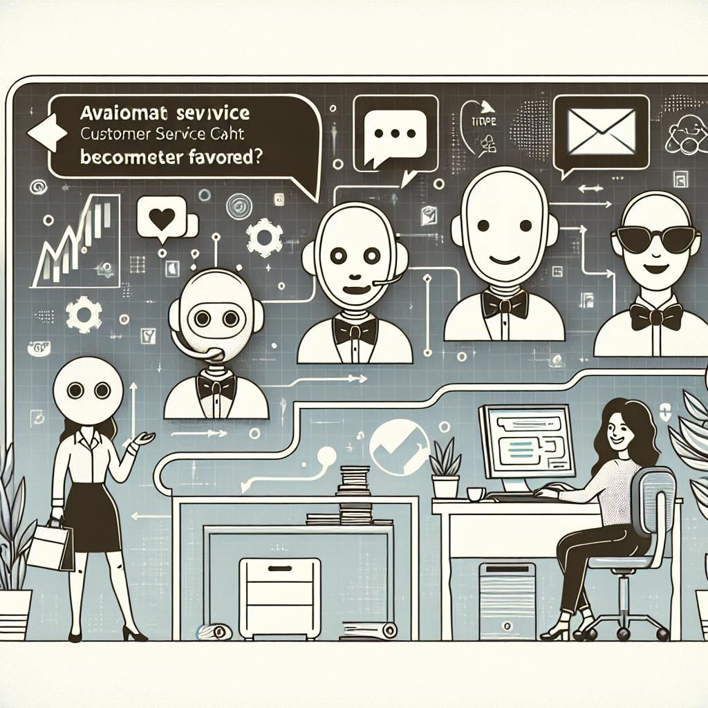 Create a 2D, linear, vector-style illustration on a white, textureless background displaying the evolution of customer service. On one side, showcase a traditional chatbot which is becoming lesser favored. Transitioning from it, illustrate an advanced AI agent, symbolizing innovation and technological evolution. Incorporate a satisfied customer, likely South Asian female, interacting happily with this AI agent, demonstrating customer satisfaction. The setting should include elements like a computer and a friendly digital interface within a welcoming environment, reinforcing the idea of personalized service. The mood should be corporate, sensible yet warm.