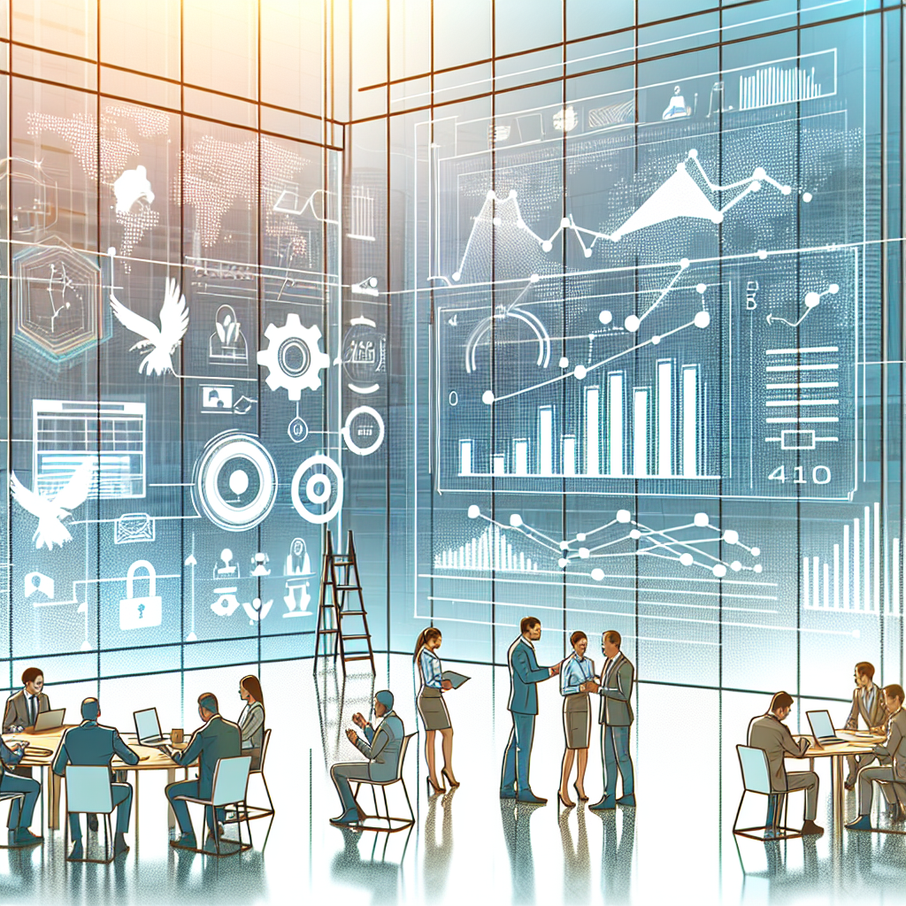 Create a 2D, linear perspective, corporate-style, vector illustration set in a modern, corporate environment with a non-textured white background. Incorporate visual elements that represent the adoption of the open-source language model, Llama 3.1 405B, in the corporate world announced by two fictional technology companies. Picture business professionals of various genders and descents discussing artificial intelligence, symbolizing collaboration and tech-savvy discussions. In the foreground, include a screen displaying charts and data related to Llama 3.1, symbolizing its implementation in companies. Also, include additional graphics that represent Llama 3.1's performance compared to other language models, reflecting the theme of digital transformation and innovation.