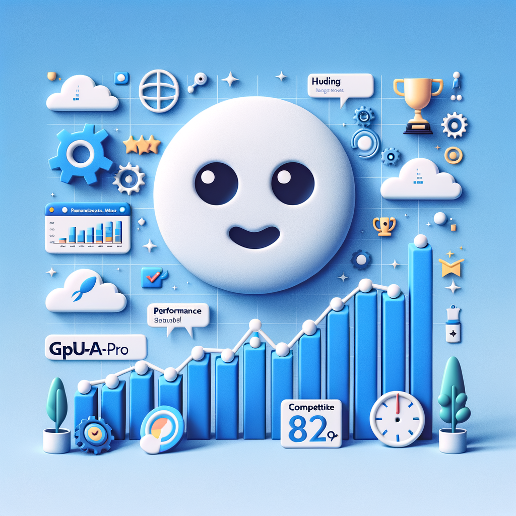 Create a 2D, vectorial, corporate-style image with a flat, white, and textureless background. On this background, position a performance graph representing the comparison of various language models. Also include the Hugging Face logo to indicate the company responsible for the launch. Add icons representing different benchmarks such as MMLU-Pro, GPQA, etc. The color palette should primarily consist of blue and white to convey a sense of trust and clarity. Also introduce elements of competition, such as trophies, across the scene to depict the healthy competition encouraged by the new leaderboard.