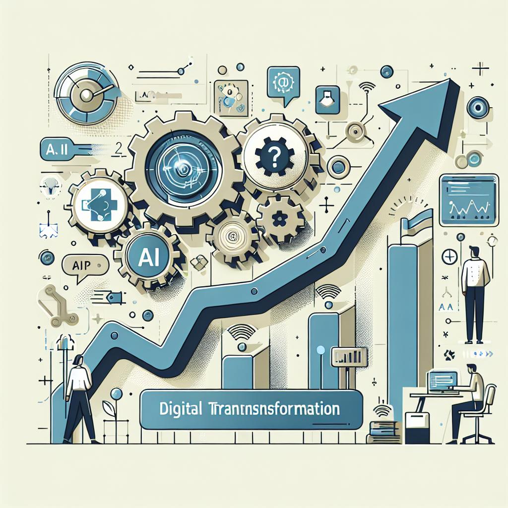 An illustration showcasing the impact of the Agentic AI Reasoning Engine in the digital transformation of companies. Set in a 2D, linear perspective on a clean, texture-free white background. It features graphical elements symbolizing the uptick in efficiency through AI, with automation icons that encapsulate speed and efficacy. The style is flat and vector-based, befitting a corporate theme. The use of soft colors should indicate an essence of technology and innovation. All these elements collectively provide a visual representation stressing on efficiency and automation brought upon by this innovation.