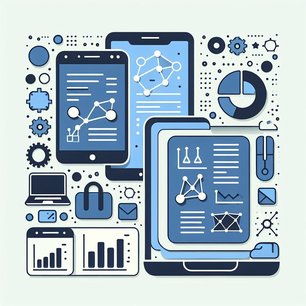 Create a 2D, flat, corporate-styled vector image on a white and textureless background. The image should include elements such as smartphones and laptops, symbolizing the accessibility and use of small language models in everyday technology. Adding some performance graphs would indicate the effectiveness of the Smol models in various tasks. Symbols of code should be added to show that programming is a part of the training of the models.