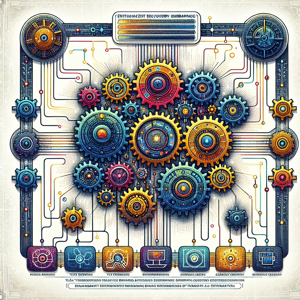 Visualize a detailed, flat, and corporate style 2D vector graphic image on a plain white, texture-free background. The image portrays an interconnected Artificial Intelligence (AI) system, symbolized by interlocking gears. The gears illustrate the integral relationship between task-type embeddings and semantic search within an AI system similar to Vertex AI. Display radiant, vibrant colors that represent innovation and modern technology. Include data paths to demonstrate information transfer between systems. Accentuate the fundamentals of AI by featuring AI-related symbols to denote its role in evolution. The image is a graphic representation of the Enhancement Recovery Generation technique being powered by the task type embeddings of Vertex AI.