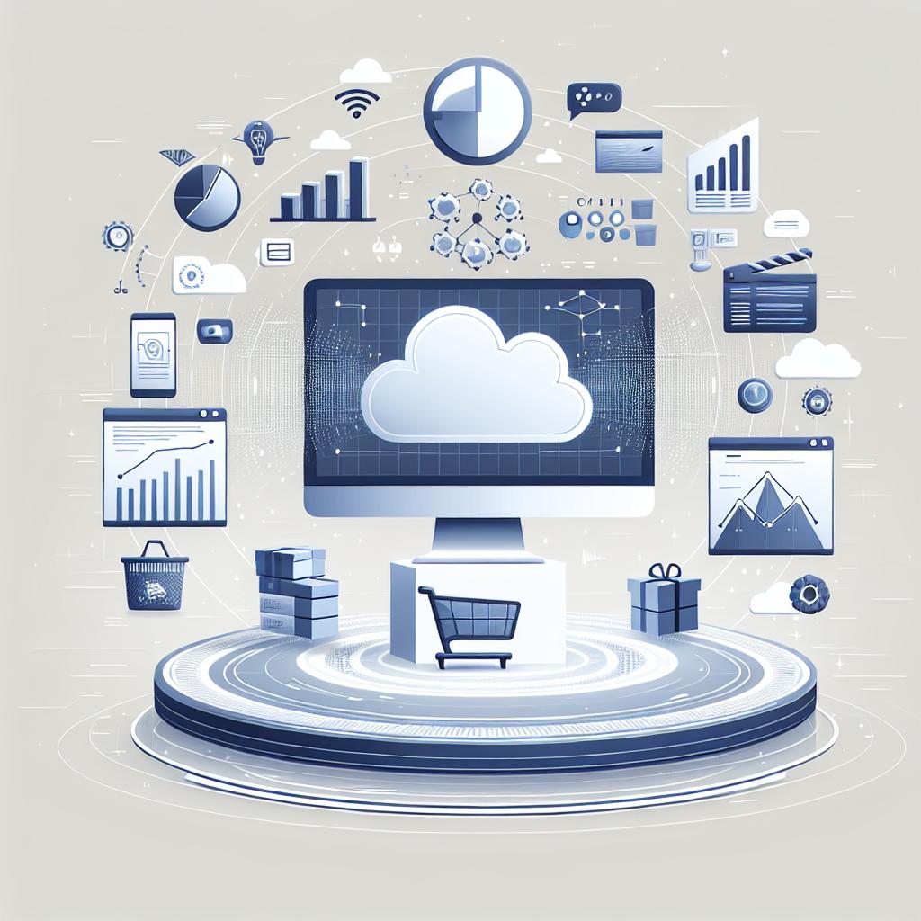 Imagine a 2D and linear perspective illustration in a vector, flat, and corporate style that depicts the advancements in artificial intelligence made by a leading tech company in February 2025. The scene is set against a bland, white background. There is a computer screen symbolizing the integration of AI-based solutions in the center of the scene. Around it hover graphs and data, indicating the efficacy of AI tools, and cloud icons representing cloud services. Retail elements such as shopping carts and products are subtly incorporated, hinting at the influence of these advancements on the retail sector.