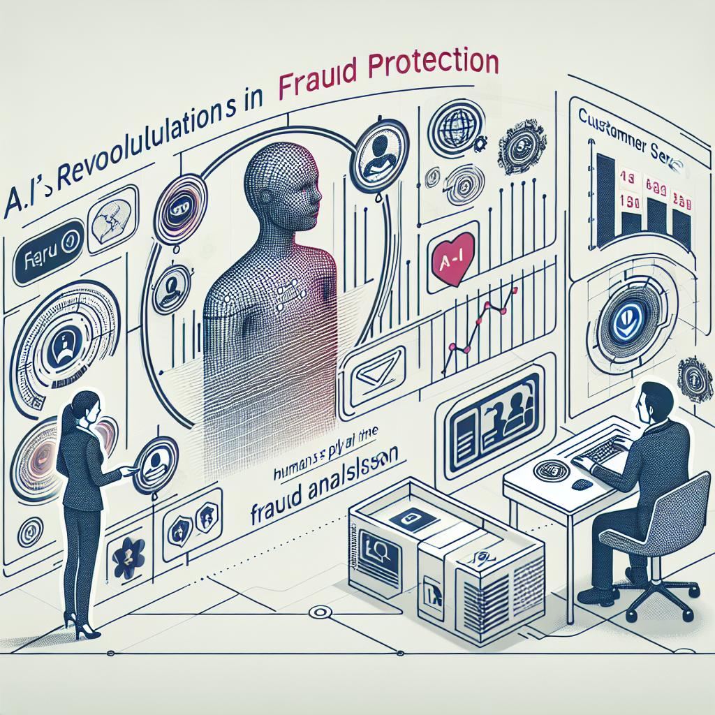 Visualize a conceptual image, in a flat corporate style and a plain white background, representing AI's revolution in Fraud Protection. Focus on a customer service agent of South Asian descent, because humans play a pivotal role in technological innovation. This agent is engaging with a digital interface that exhibits real-time fraud analysis charts, representative of data collection. Integrate additional visual elements such as safety symbols to emphasize focus on fraud protection. The layout of the image must be in a 2D, linear perspective.