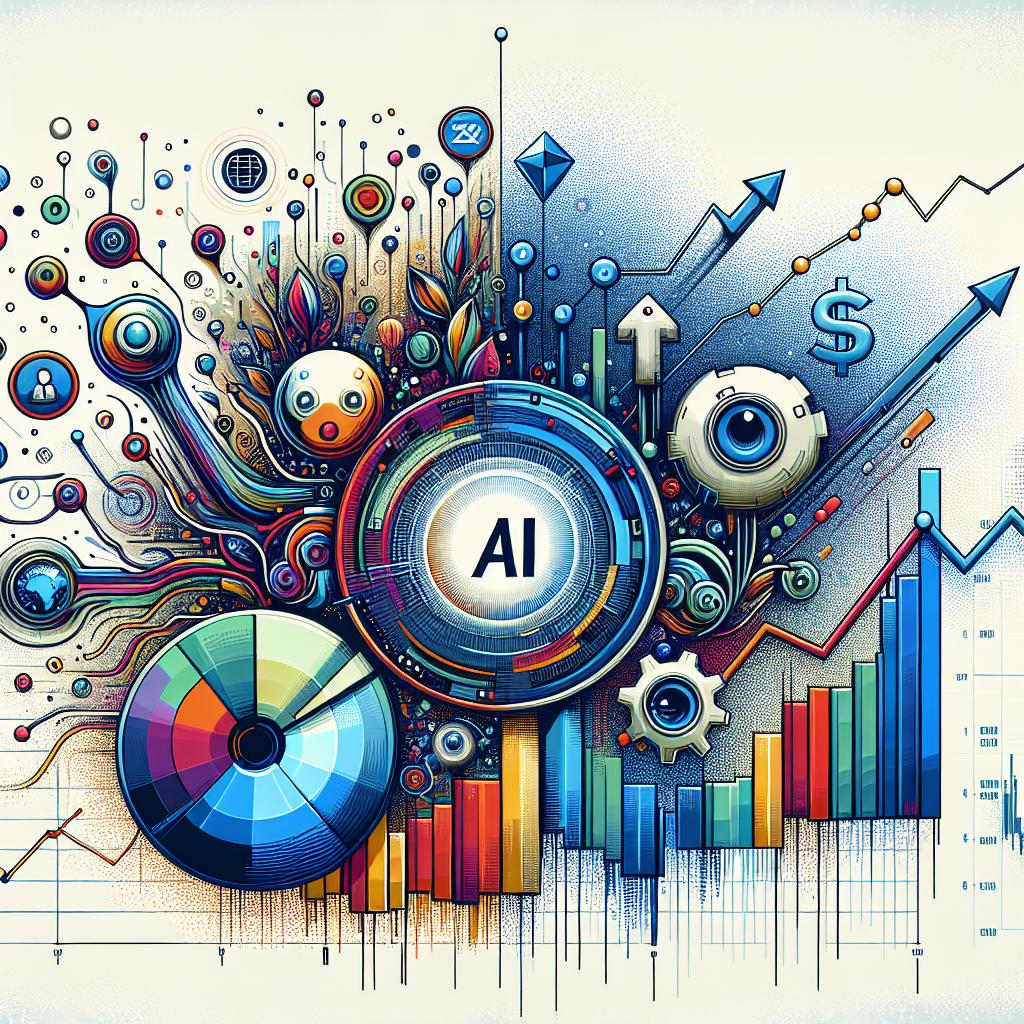 Title: Growth of Shares in AI Era. Imagine a vector art-style, corporate, and flat image showing a recent announcement where some big tech companies have partnered up for a $100 billion venture focused on artificial intelligence. This is represented by symbols that symbolize each of these tech companies. This partnership led to a massive increase in the stock market, which is visualized by financial graphs showing stock growth. The elements are set against a white, textureless background. The art piece is vibrant, capturing the vitality and innovation connected to AI.