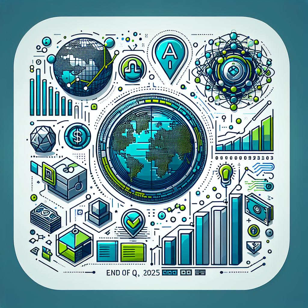 Visualize a vector-stylized, flat and corporate image in a 2D, linear perspective. Set against a plain white, texture-less background, it portrays the intersection of cryptocurrency and artificial intelligence. The design features digital-grade cryptocurrency charts demonstrating growth and market evolution, coupled with AI icons that symbolize innovation and the future of technology. Bright shades of blue and green are mixed in to convey a sense of modernism and high-tech settings. Additionally, overlay text indicating the launch date (end of Q1, 2025) accentuates the upcoming release of the new platform.