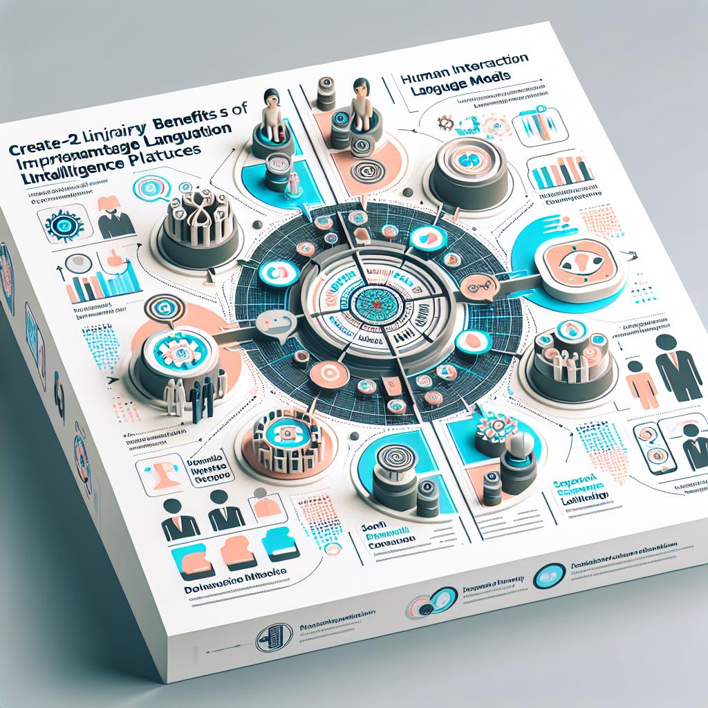 Create a 2D, linear perspective, vectorial, flat, and corporate-styled image illustrating the six primary benefits of implementing Large Language Models (LLMs) in Conversation Intelligence platforms. The image should have a crisp white, texture-less background and additional elements including: representative icons for each benefit such as human interaction and customization; soft, soothing colors that signify innovation and technology; simple, modern font text that's easily decipherable; balanced layout for a clear, attractive look; and graphics depicting the evolutionary trend of AI technology. Make sure to keep the image appealing and comprehensive.