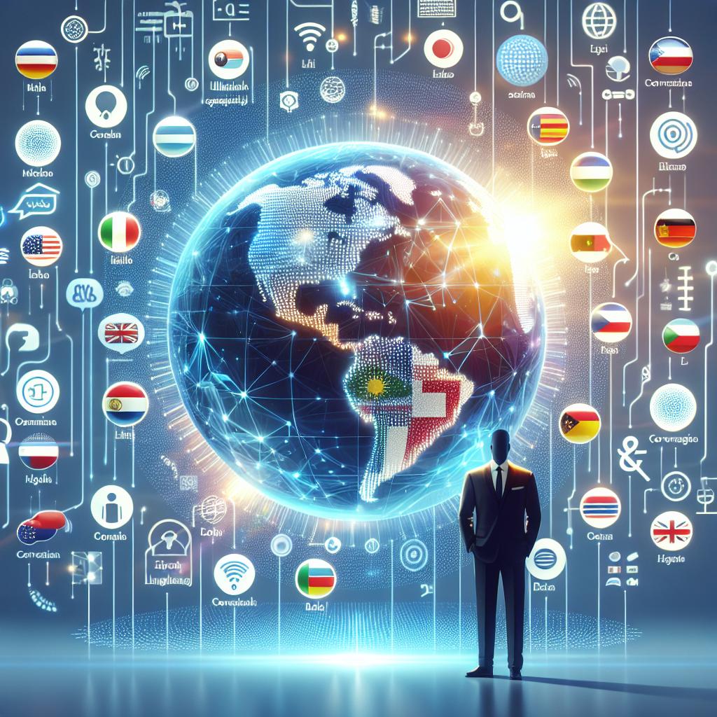 Create a corporate-themed, vectorial and flat 2D image with a white, textureless background. An illuminated globe is being depicted as the main element, symbolizing the multilingual conversational AI technology that connects people from different cultures and languages. Illuminate countries with most spoken languages, flag patterns highlighting the linguistic diversity and inclusion offered by these solutions. Also display interconnected elements to represent the trust between companies and their customers. Complement the design with vibrant colors to attract attention and evoke innovation.