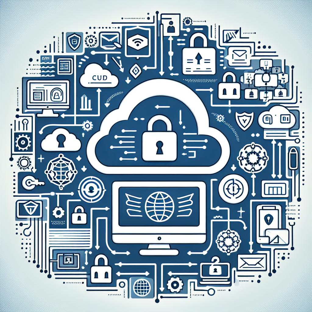 Create a 2D, Linear perspective image in a Vector-based, Flat, and Corporate style, embodying the legal action taken by an IT company against a group for the alleged misuse of cloud-based AI tools. The image should primarily be white with a hint of blue noted for trust and technology. Several symbols should be included to represent different concepts: a Computer to symbolize technology and digital tools, a Padlock signifying security and data protection, and various AI Icons to illustrate the application of artificial intelligence. Ensure that all design elements combine to highlight the themes of technology, data security, and AI.