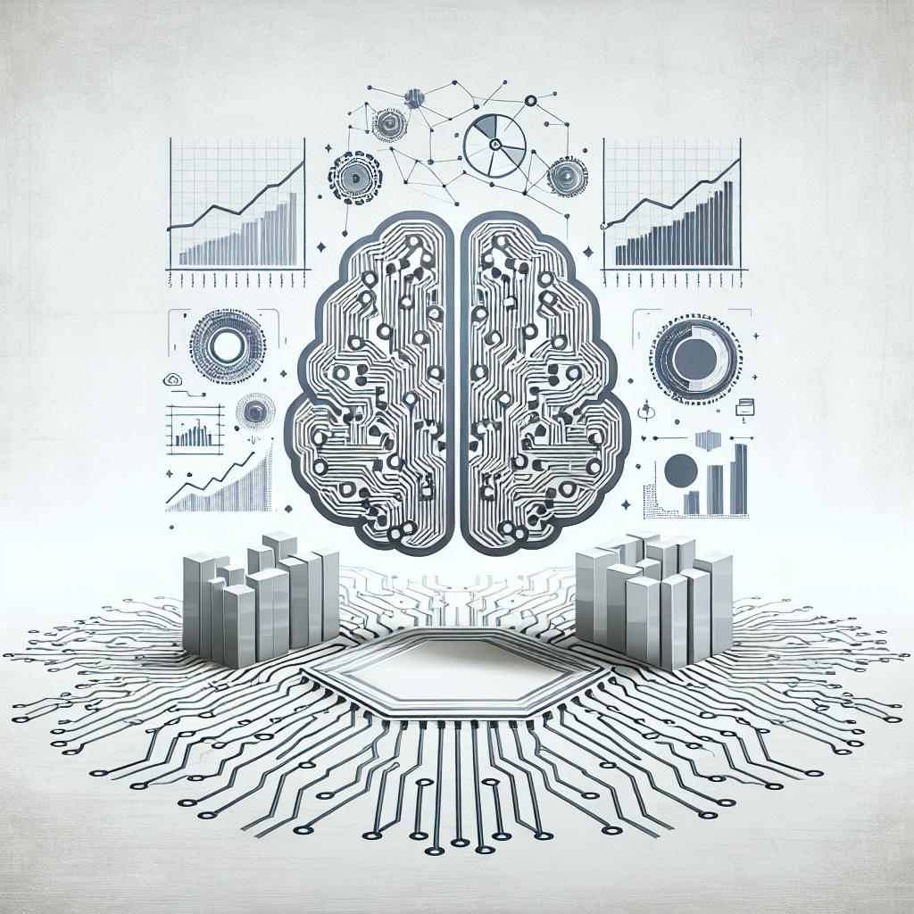 A 2D, linear perspective image in a flat, corporate vector style on a white, textureless background. At the center of the composition, display a digital brain representation symbolizing artificial intelligence. Surround this visual metaphor with intricate circuits to showcase the complexity of data integration. Alongside the circuits, integrate graphs symbolizing growth and innovation. The whole scene should communicate a sense of control and efficiency in data management, celebrating the transformative role of AI innovation in business models.