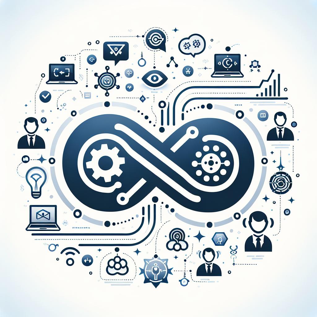 Create a vector, flat and corporate style 2D image with a white seamless background. The image must display symbolic visual representations of two digital companies intertwining, against a backdrop that denotes technology and connection, signifying the integration between the two. Intersperse visual icons depicting Customer Relationship Management (CRM) and Artificial Intelligence (AI) around to underscore the impact areas of the partnership. All elements should be evenly distributed and balanced in the space for a harmonious layout.