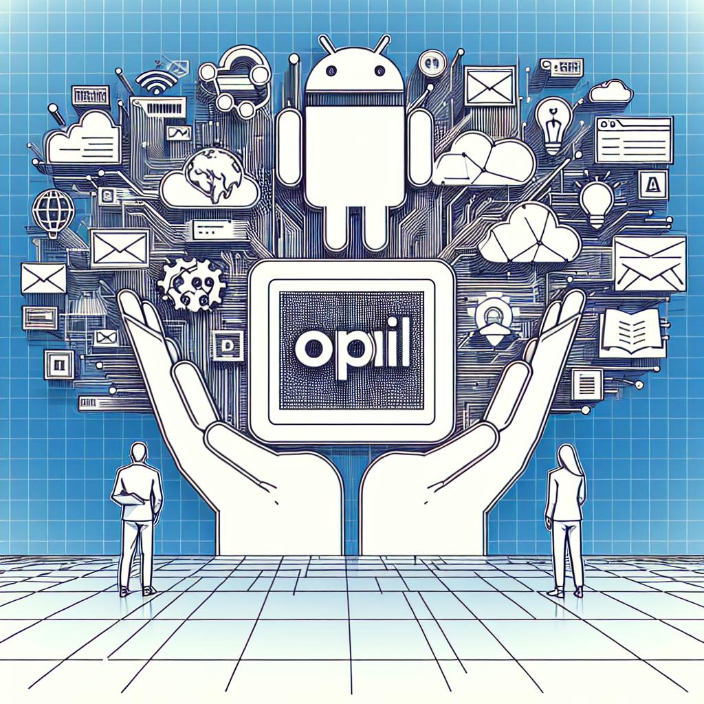 Create a 2D, linear perspective, vector-style image with a white, texture-less background. The modern digital landscape includes the logos of OpenAI and Hearst, symbolizing the integration of artificial intelligence technology and traditional journalism. Represent the vast content of the collaboration with various media icons. OpenAI's logo signifies AI technology while Hearst's logo stands for traditional journalism. The digital backdrop emphasizes the modernity of the content, while an assortment of content icons show the diversity of involved media.