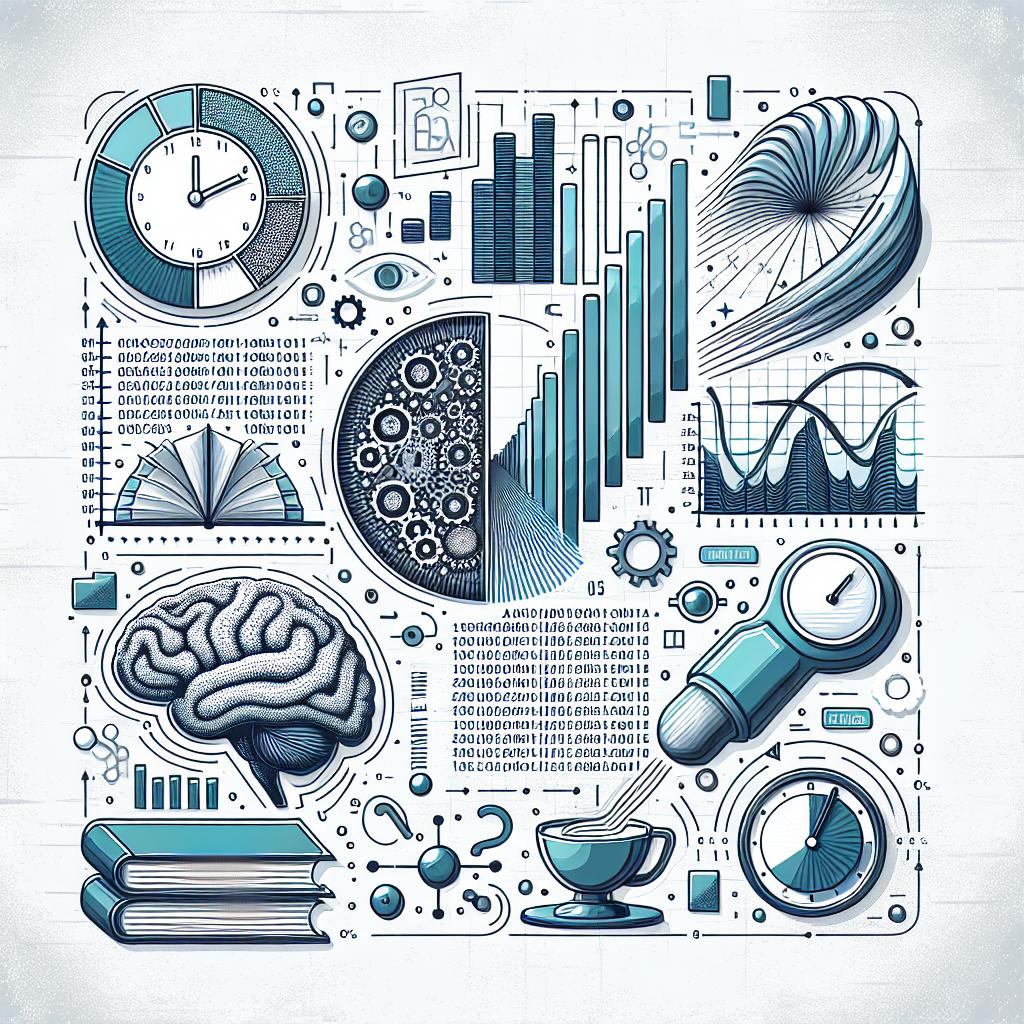 A clear, corporate-styled, flat vector illustration in a 2D, linear perspective with a texture-free white background. In the center of the image, there's an abstract performance comparison graph displaying different IA models' effectiveness. To the left, there is a stylized, graphic representation of the human brain, symbolic of human reasoning. On the right, a stream of machine learning code, a representation of the 'learning' aspect. At the bottom, a ticking clock symbolizes the time dedicated to reasoning. Scattered around the bottom, books represent learning and knowledge, further emphasizing the concept of Test-Time Compute in machine learning and AI.