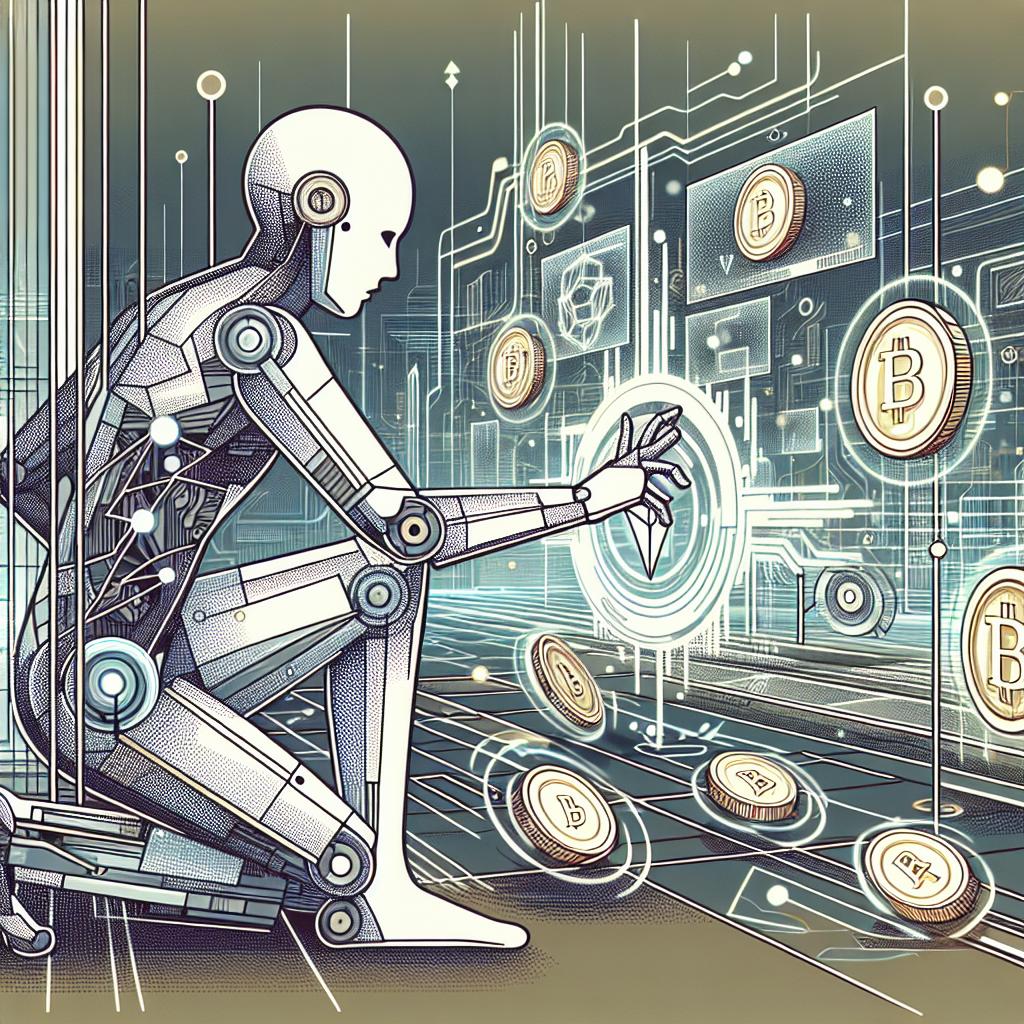 Illustrate a futuristic technological scene taking place in October 2024. In the foreground, visualize an AI agent, embodied as an abstract, vector-style representation that signifies artificial intelligence. The AI agent is interacting dynamically with numerous digital tokens, symbolizing a new economy based on cryptocurrencies. These tokens should be variegated and distinct, indicating the diversity of this new economic system. Behind these entities, depict a sleek and innovative technological setting, symbolizing modernity. Maintain a 2D linear perspective throughout the image. To make it look corporate, use a predominantly white and textureless background.